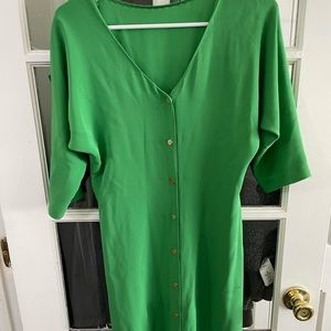 Green silk tie dress